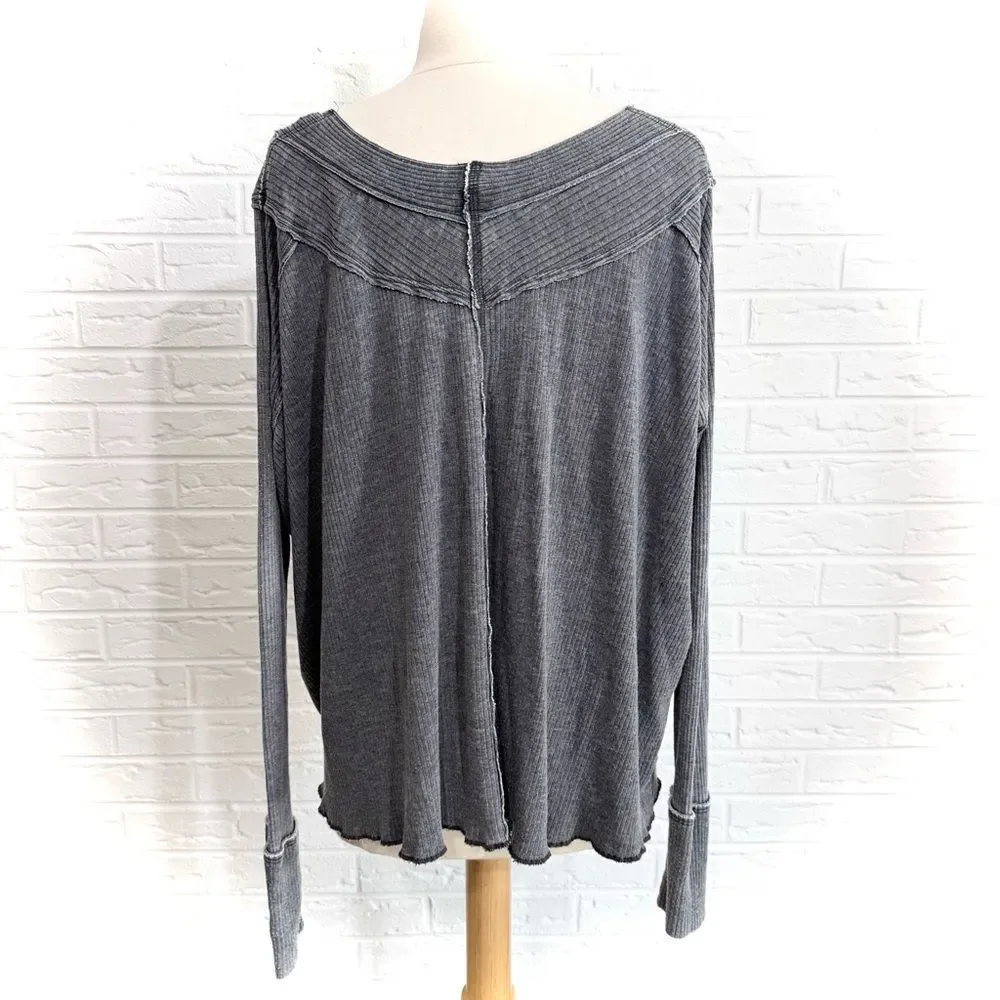 Free People We The Free Oceanview Plunging V Neck Top Size XS Oversized Fit